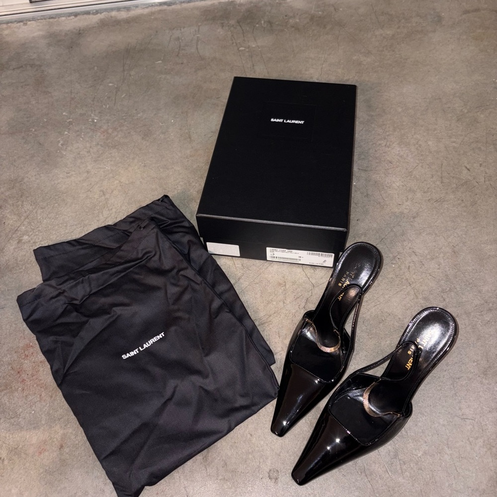 Saint Laurent Black Patent Leather Slingback Heels black 38,5 . 8,5 - Picture 10 of 13